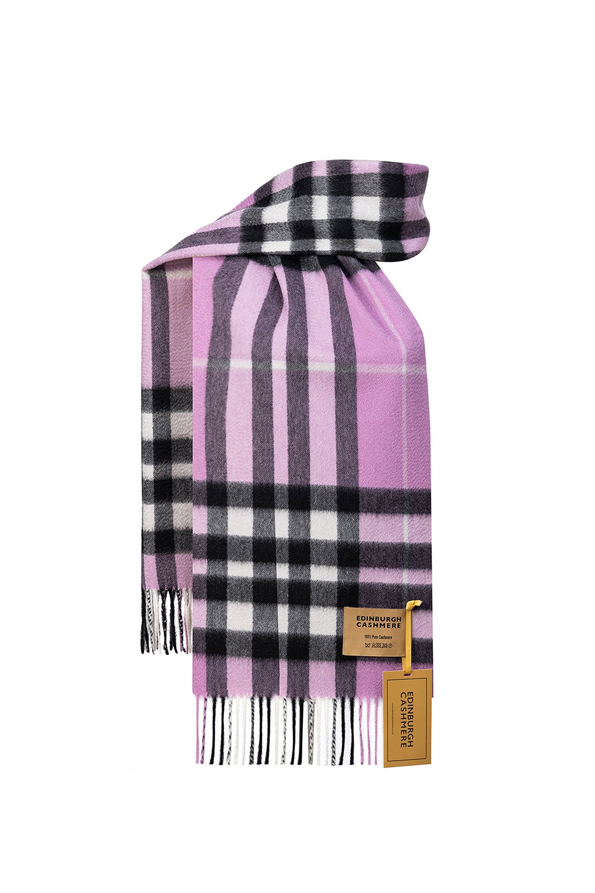 DC Check Cashmere Scarf Dark Pink - Big Size
