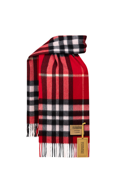 DC Check Cashmere Scarf Red - Big Size