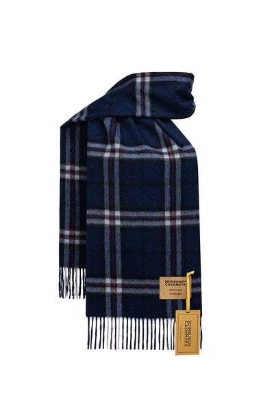100% Pure Cashmere Scarf Thomson Navy Tartan