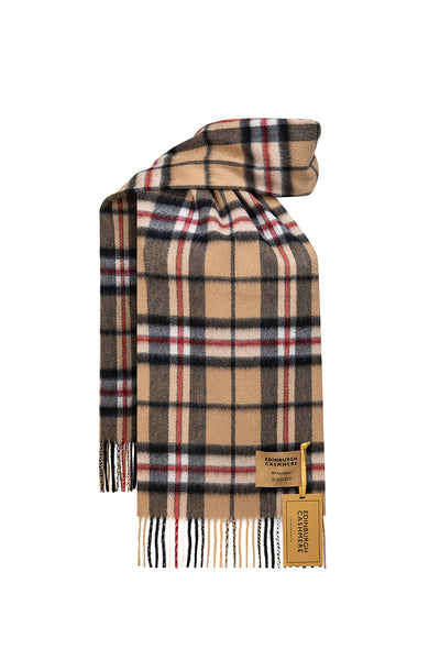 Cashmere Scarf Thomson Camel Light Tartan