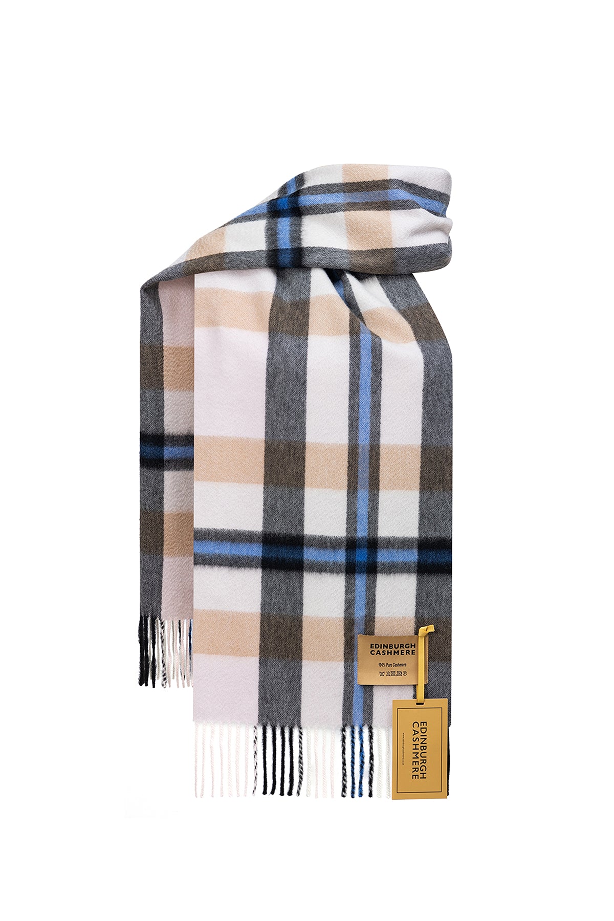 DC Scott Cashmere Scarf Camel and Cream - Big Size