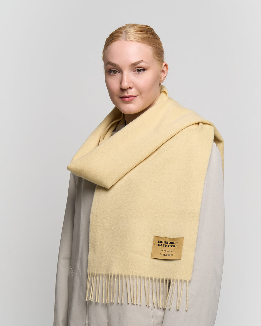 Plain Merino Wool Scarf Beige