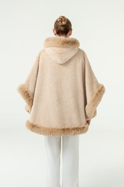 Women's Hooded Cape Exclusive Design - Beige