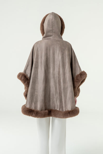 Women's Hooded Cape Exclusive Design - Brown