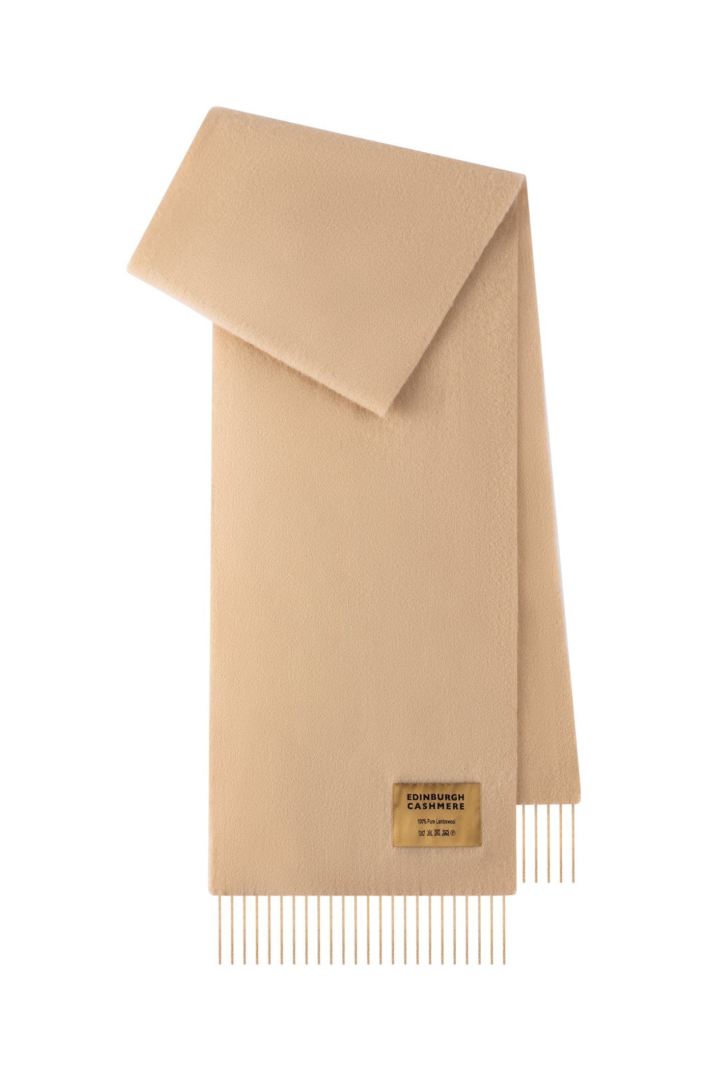Plain Merino Wool Scarf Camel 1
