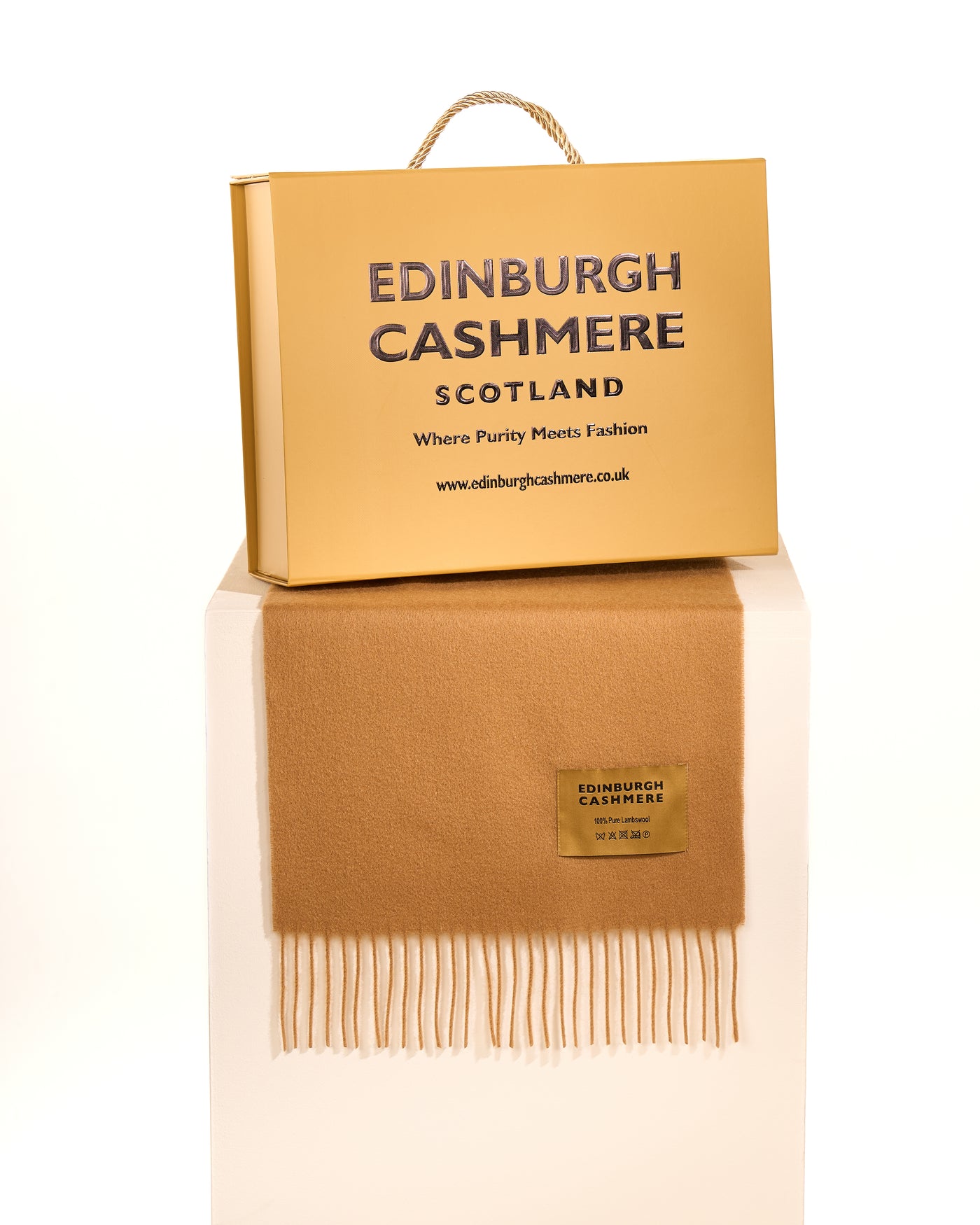 Plain Merino Wool Scarf Camel 4