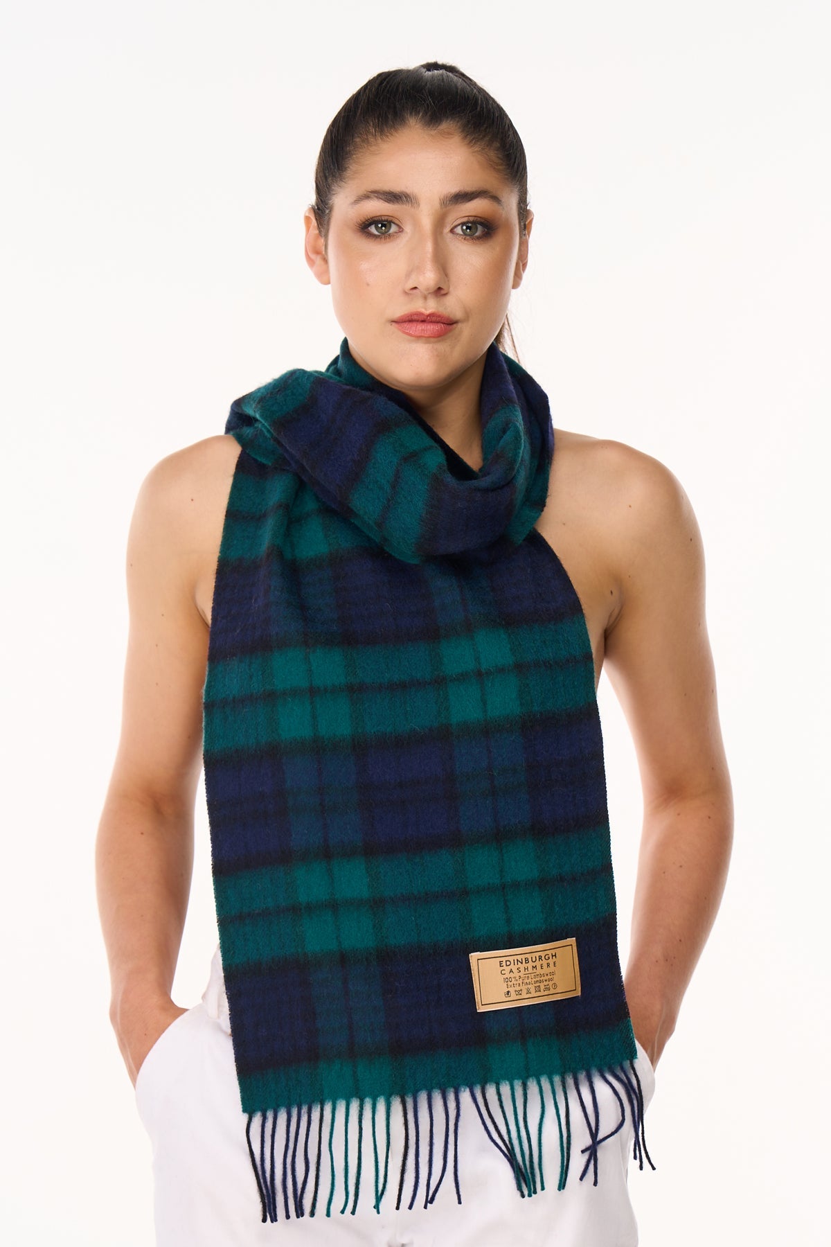 100% Pure Cashmere Scarf Design Black Watch Tartan