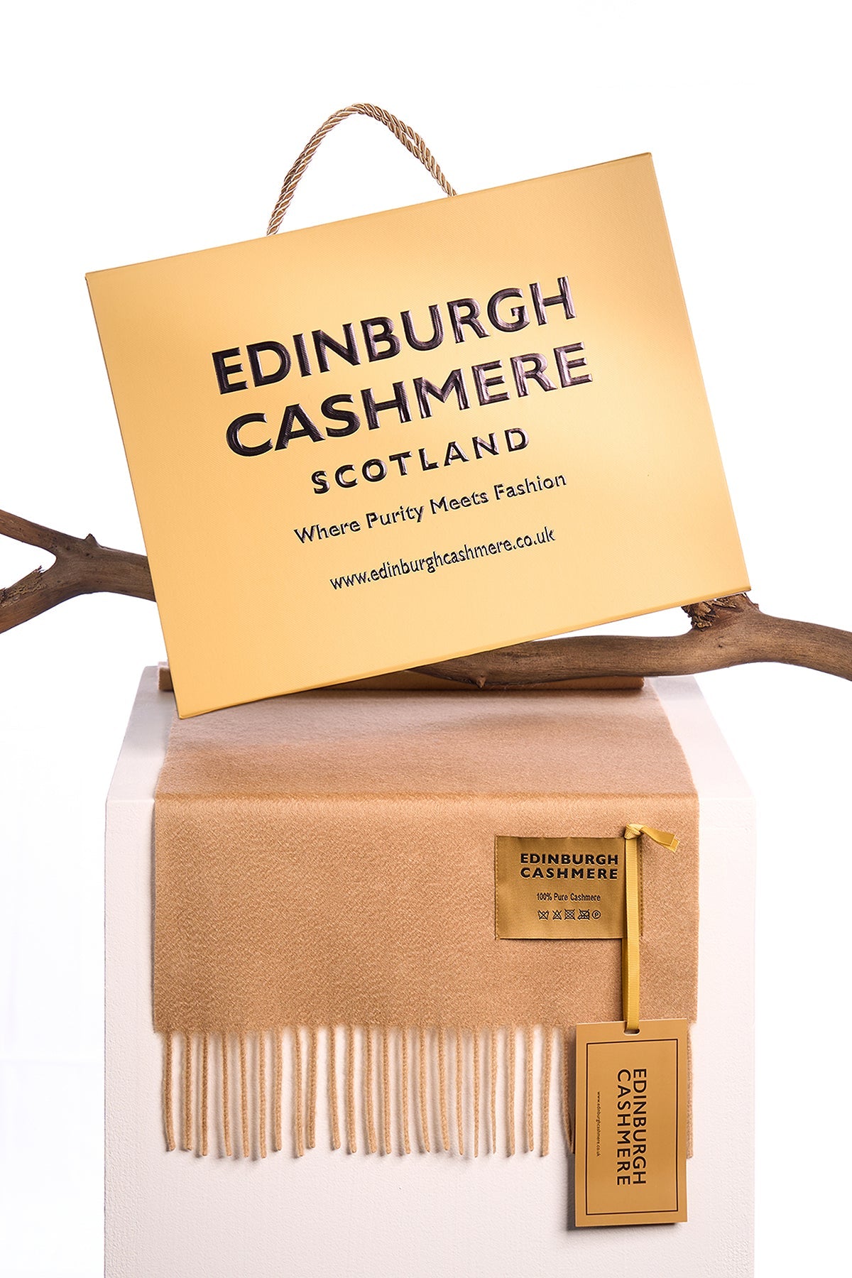 100% Pure Cashmere Scarf Camel - Small Size