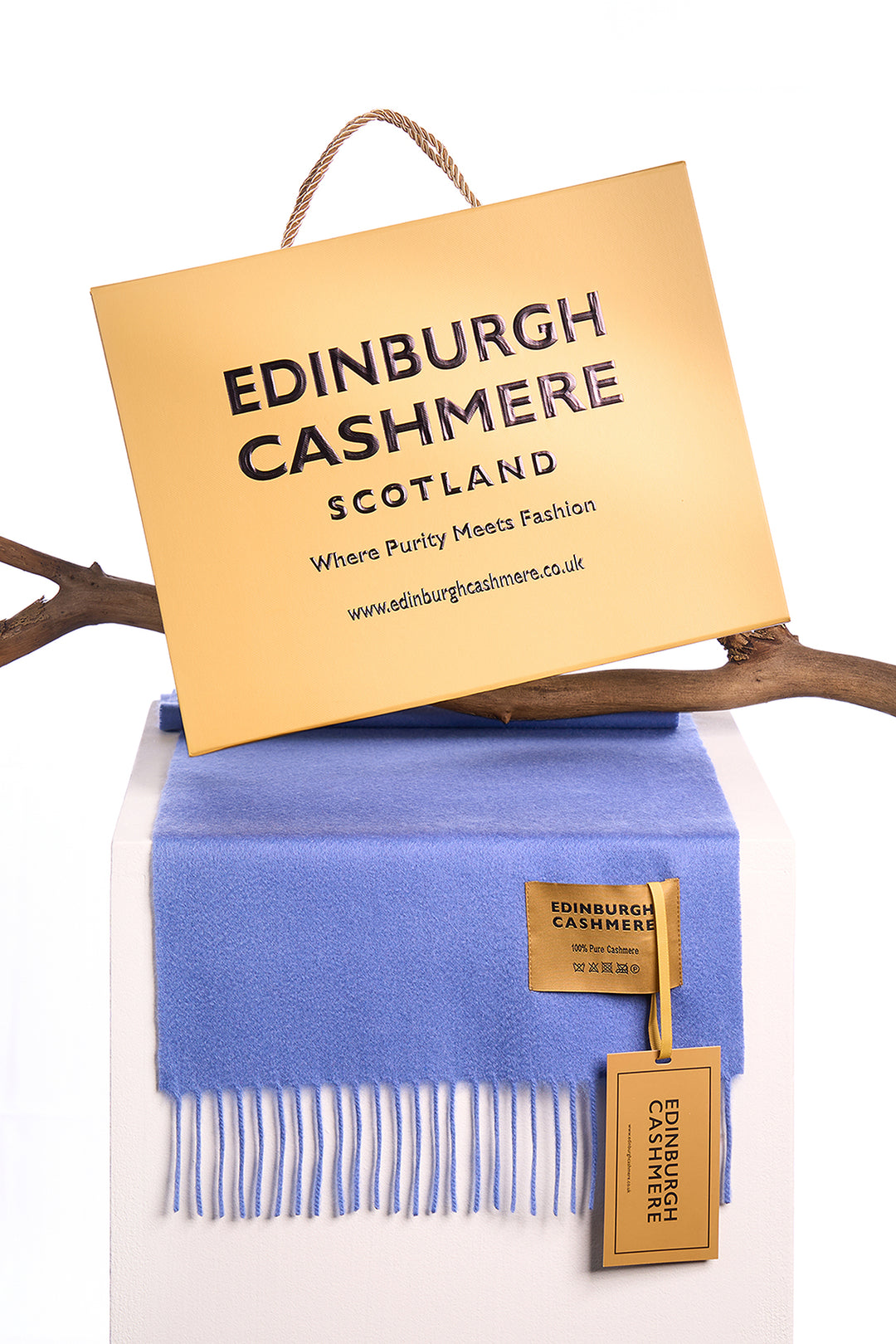100% Pure Cashmere Scarf Light Blue | Edinburgh Cashmere