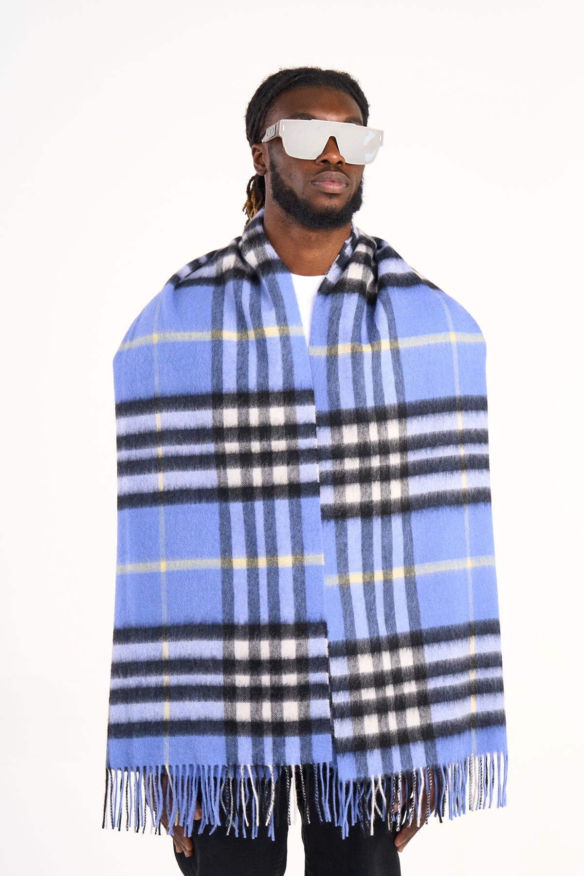 Scarf DC Classic Blue Oversized Wrap 100% Pure Lambswool