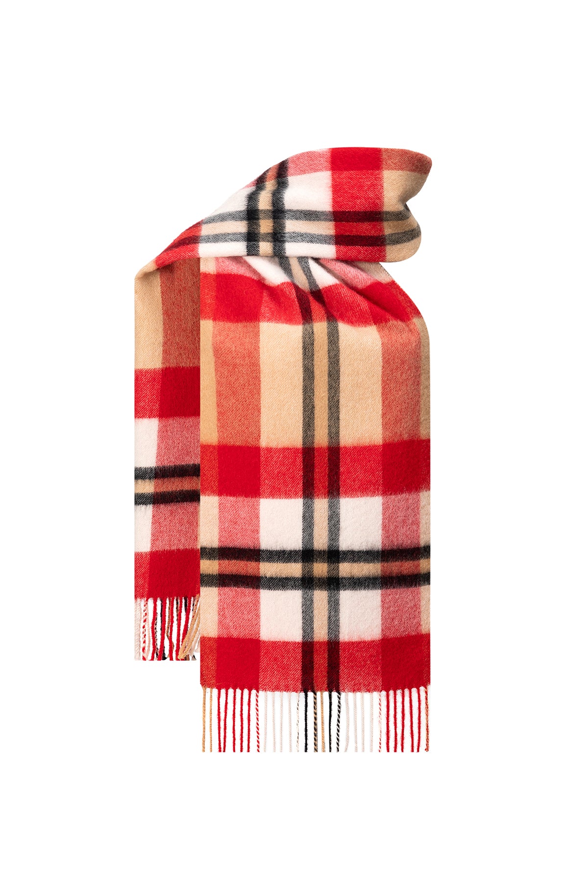 Edinburgh Cashmere Scarf DC Scott Red 100% Pure Lambswool