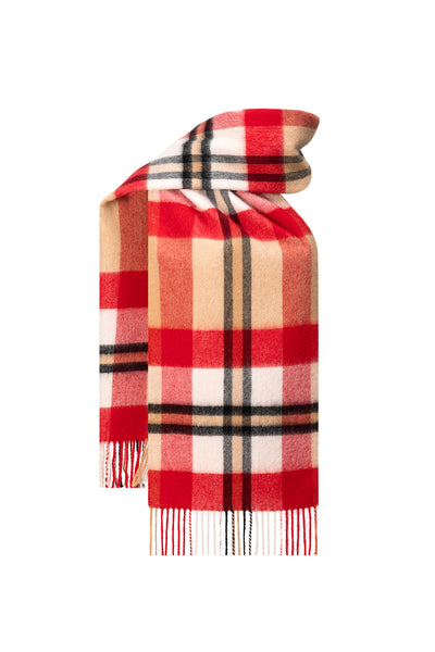 Edinburgh Cashmere Scarf DC Scott Red 100% Pure Lambswool