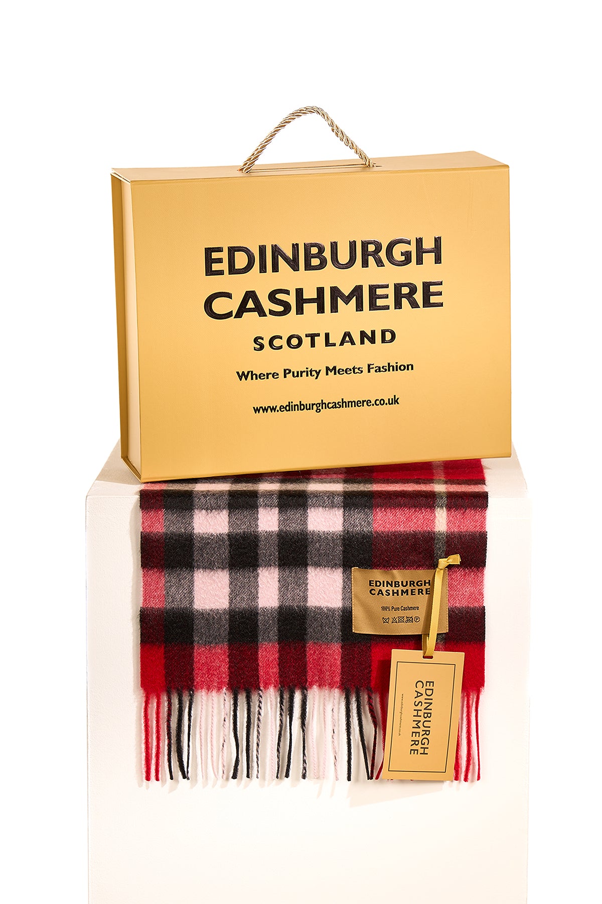 DC Check Cashmere Scarf Red - Big Size