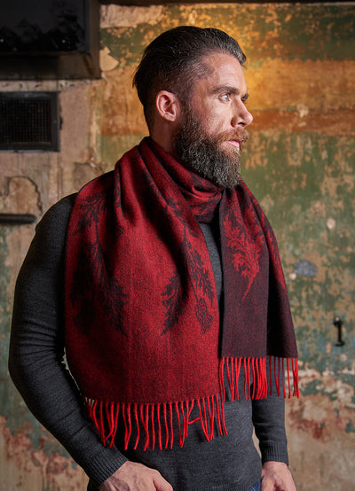 Double Thistle Red Stole 100% Pure Lambswool