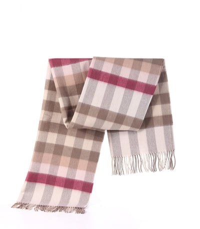 Pink Check Stole 100% Pure Lambswool