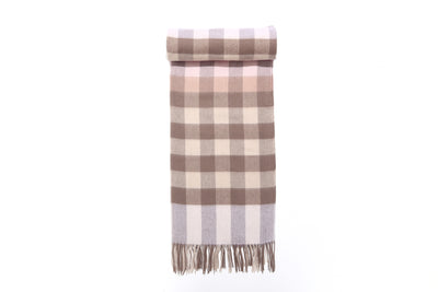 Pink Check Cape 100% Pure Lambswool