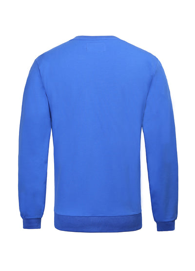 Embroidery Blue Cotton Sweatshirt With Big Logo