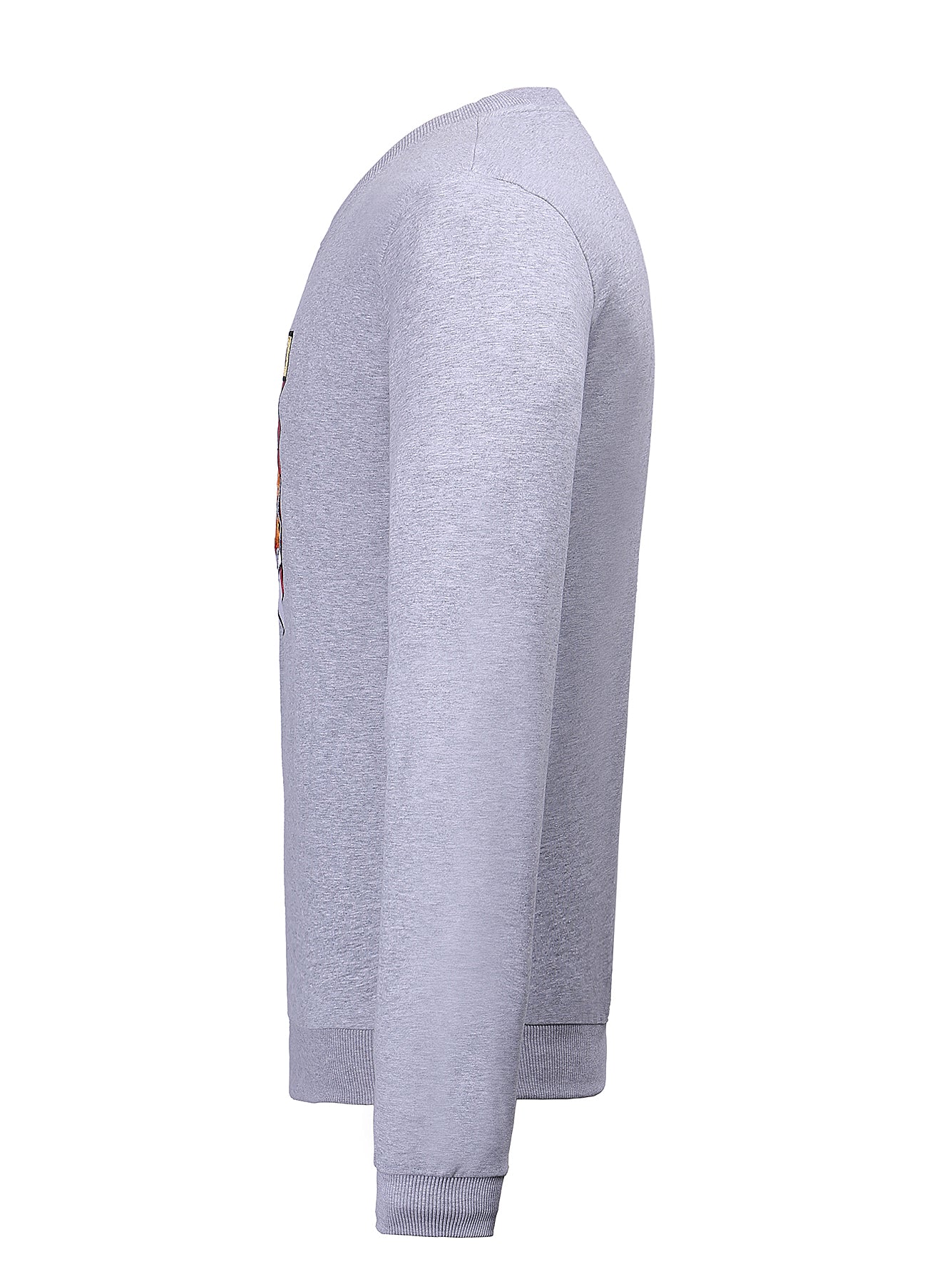 Embroidery Light Grey Cotton Sweatshirt With Big Logo