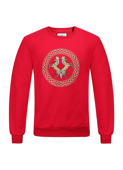 Embroidery Red Cotton Sweatshirt With Big Logo