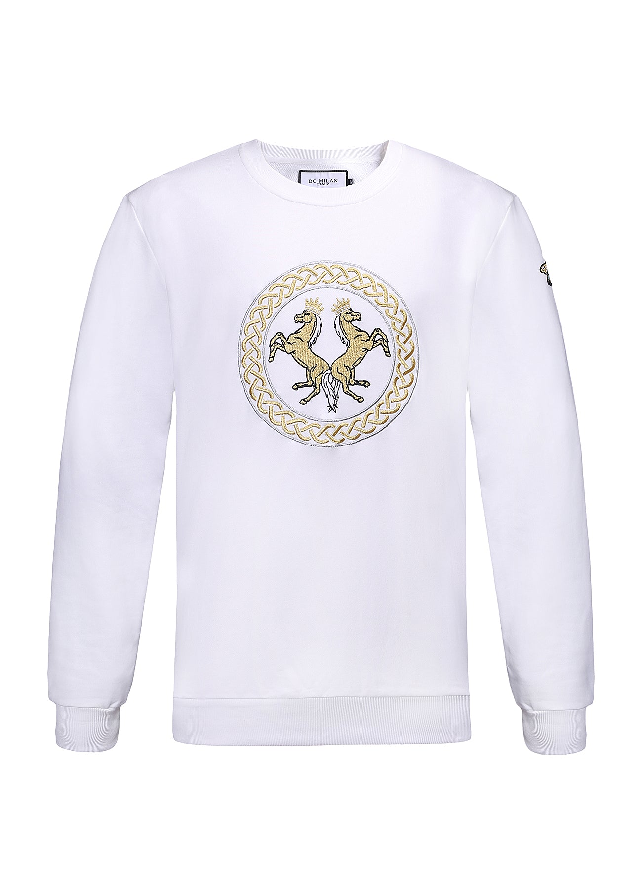 Embroidery White Cotton Sweatshirt With Big Logo