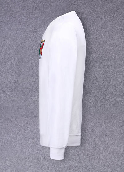 Embroidery White Cotton Sweatshirt With Small Logo