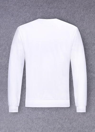 Embroidery White Cotton Sweatshirt With Big Logo