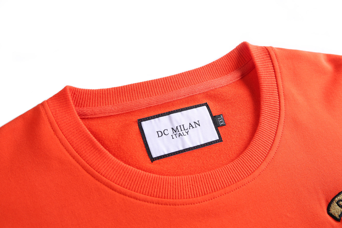 Embroidery Orange Cotton Sweatshirt With Small Logo