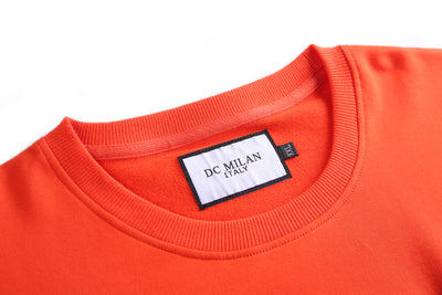 Embroidery Orange Cotton Sweatshirt With Big Logo