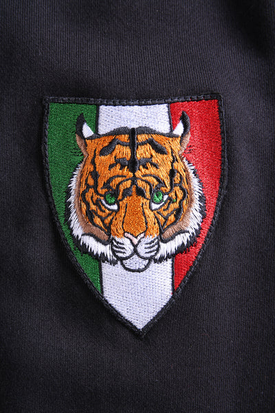 Embroidery Black Cotton Sweatshirt With Big Logo