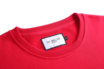 Embroidery Red Cotton Sweatshirt With Big Logo