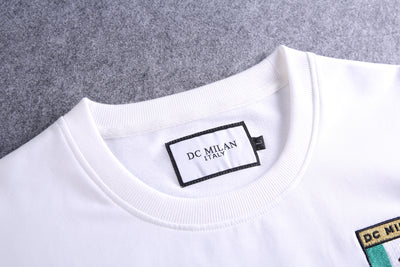 Embroidery White Cotton Sweatshirt With Small Logo