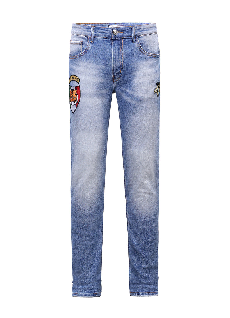 Light Blue Slim-Fit Jeans With 2 Logos