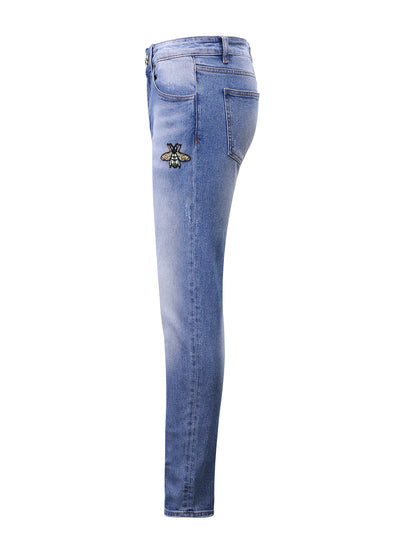 Light Blue Slim-Fit Jeans With 2 Logos