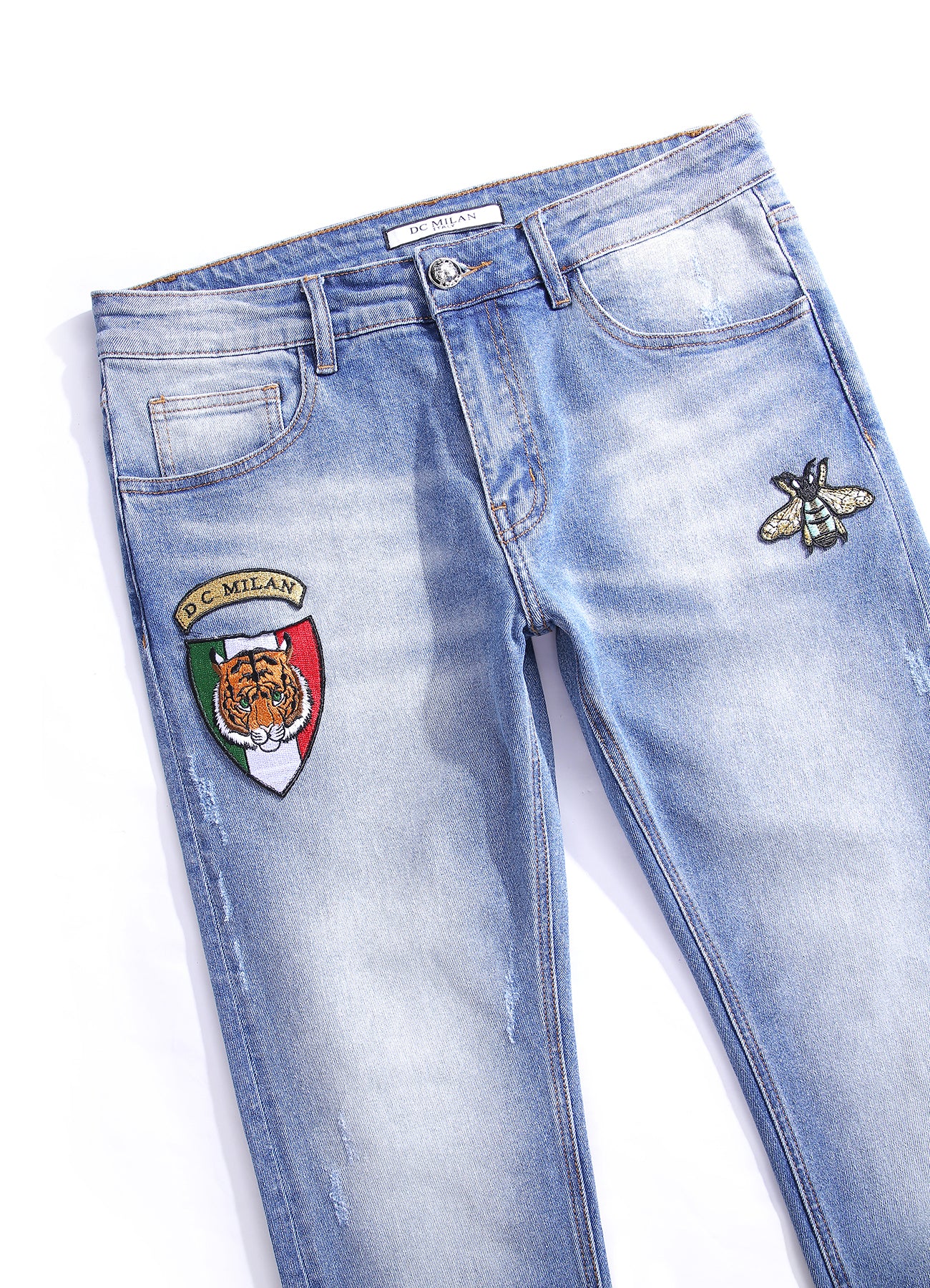 Light Blue Slim-Fit Jeans With 2 Logos