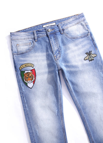 Light Blue Slim-Fit Jeans With 2 Logos