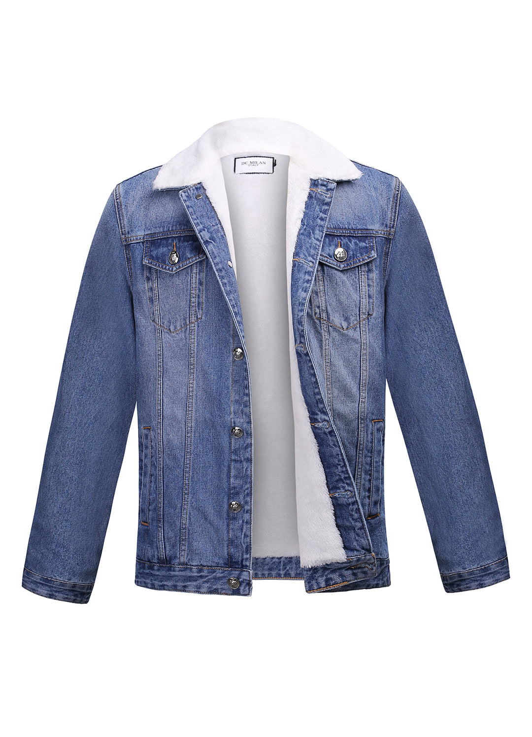 Embroidered Light Blue Denim Jacket With Faux Fur – Edinburgh Cashmere