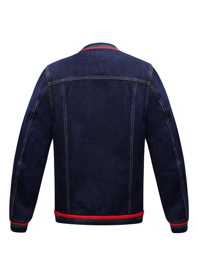 Embroidered Dark Blue Classic Denim Jacket