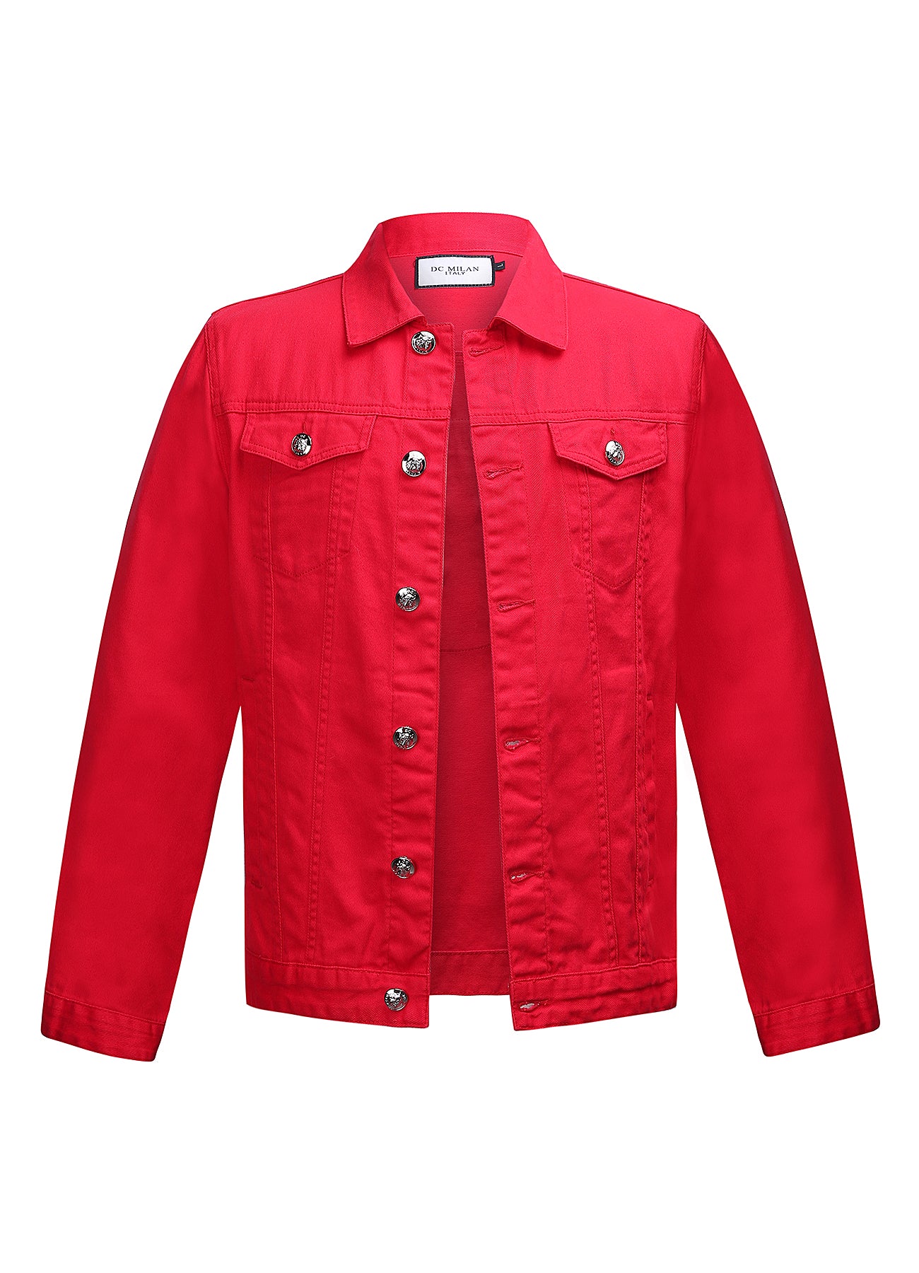 Embroidered Red Denim Jacket Classic