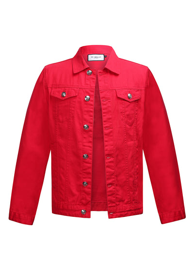 Embroidered Red Denim Jacket Classic