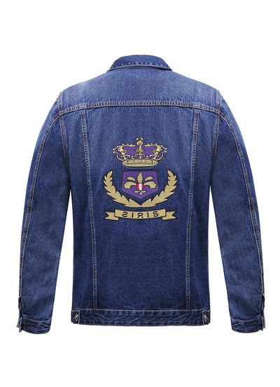 Embroidered Medium Blue Classic Denim Jacket