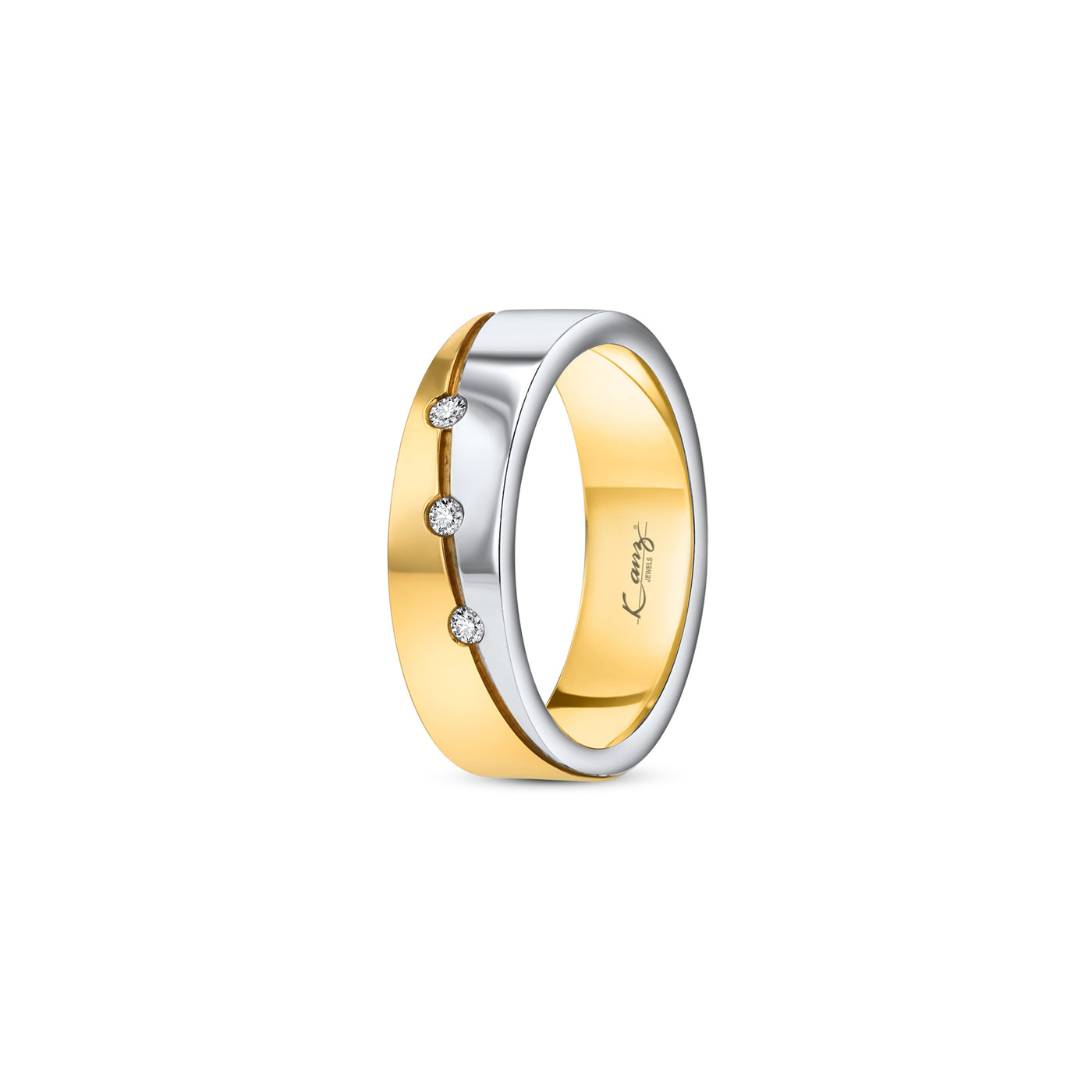 Lucchi 18k White-Gold and Yellow-Gold with Diamonds - Wedding Band Style 1