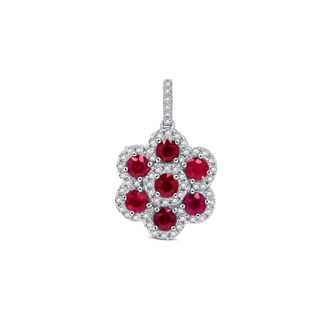 Lucchi 18k White-Gold with Diamonds and Rubies - Pendant Style 7