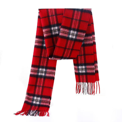 100% Pure Cashmere Scarf Scottish Thomson Red Check Design