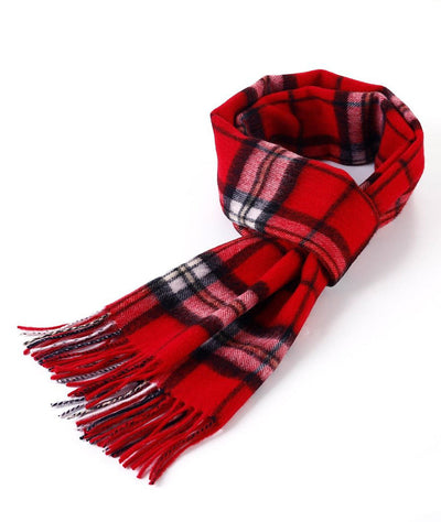 100% Pure Cashmere Scarf Scottish Thomson Red Check Design