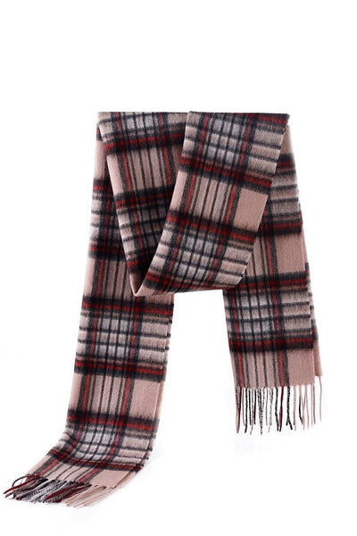 100% Pure Cashmere Scarf Stewart Camel Tartan