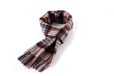 100% Pure Cashmere Scarf Stewart Camel Tartan