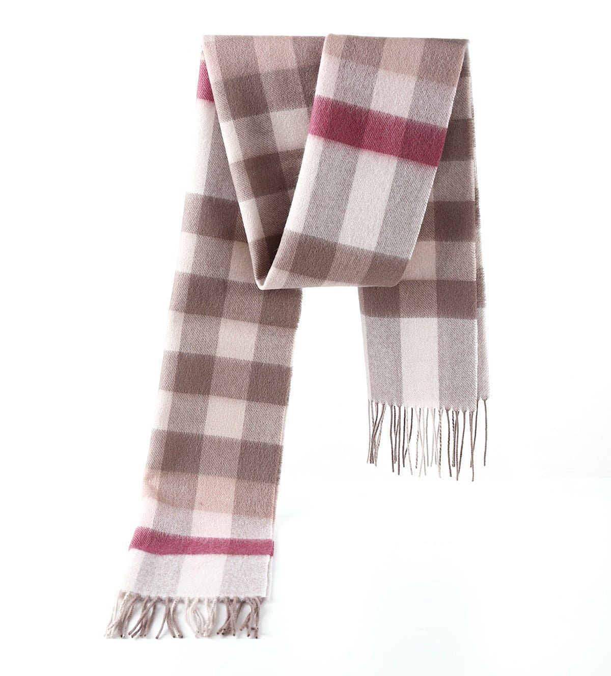 100% Pure Cashmere Pink Check Scarf