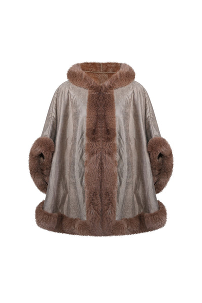 Women's Hooded Cape Exclusive Design - Brown