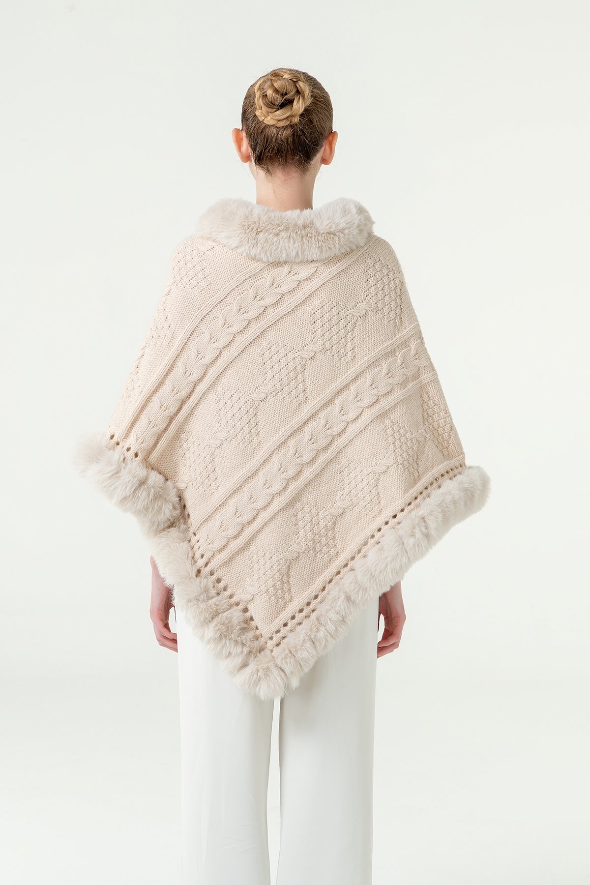 Women's Poncho Exclusive Design - Cream