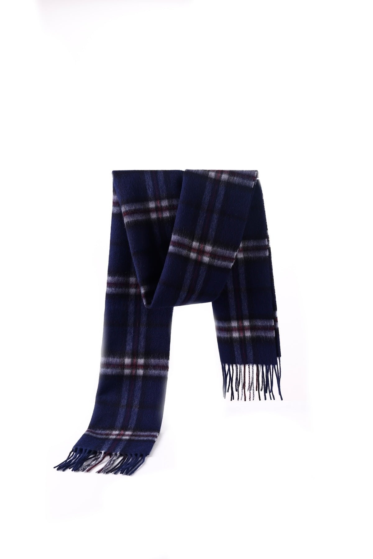 100% Pure Children's Cashmere Scarf Thomson Navy Tartan